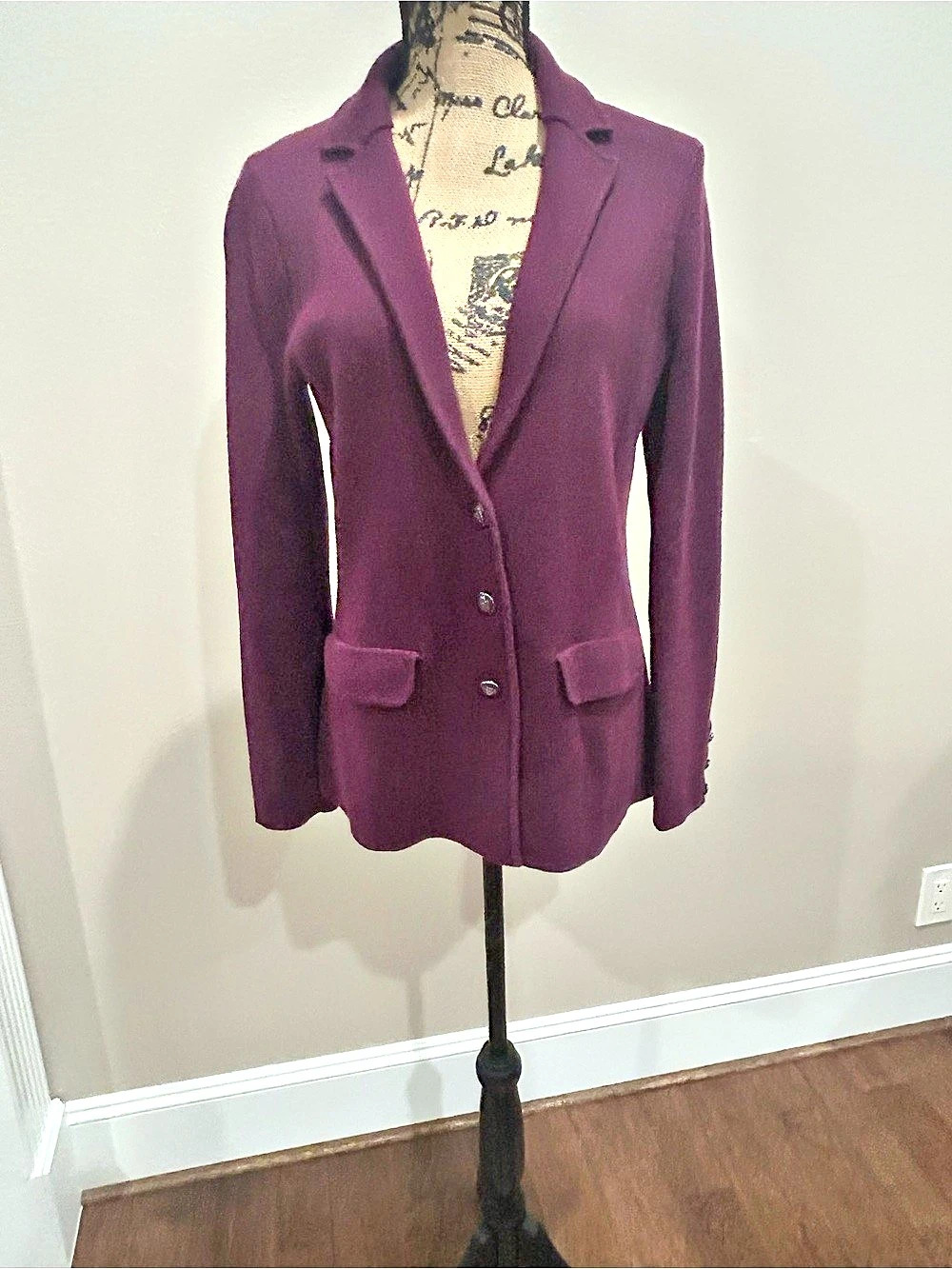 Talbots Merino Wool Blazer in Purple Size Small Like New